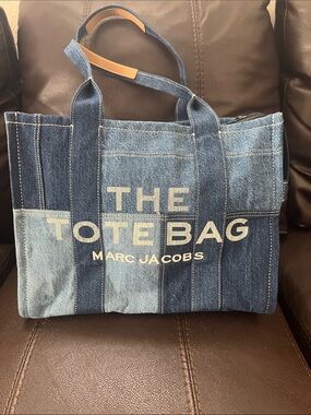 Marc Jacobs The Tote Bag Large Denim Patchwork Tote - Blue